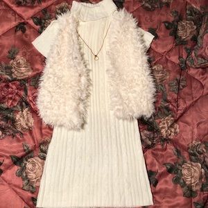 Dress with faux fur vest